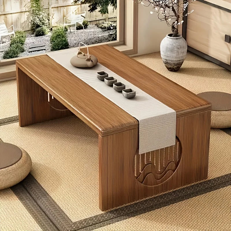 Versatile Bamboo Folding Table - Japanese Style, Perfect for Bedroom & Study, Durable Low-Rise Design with Smooth Finish