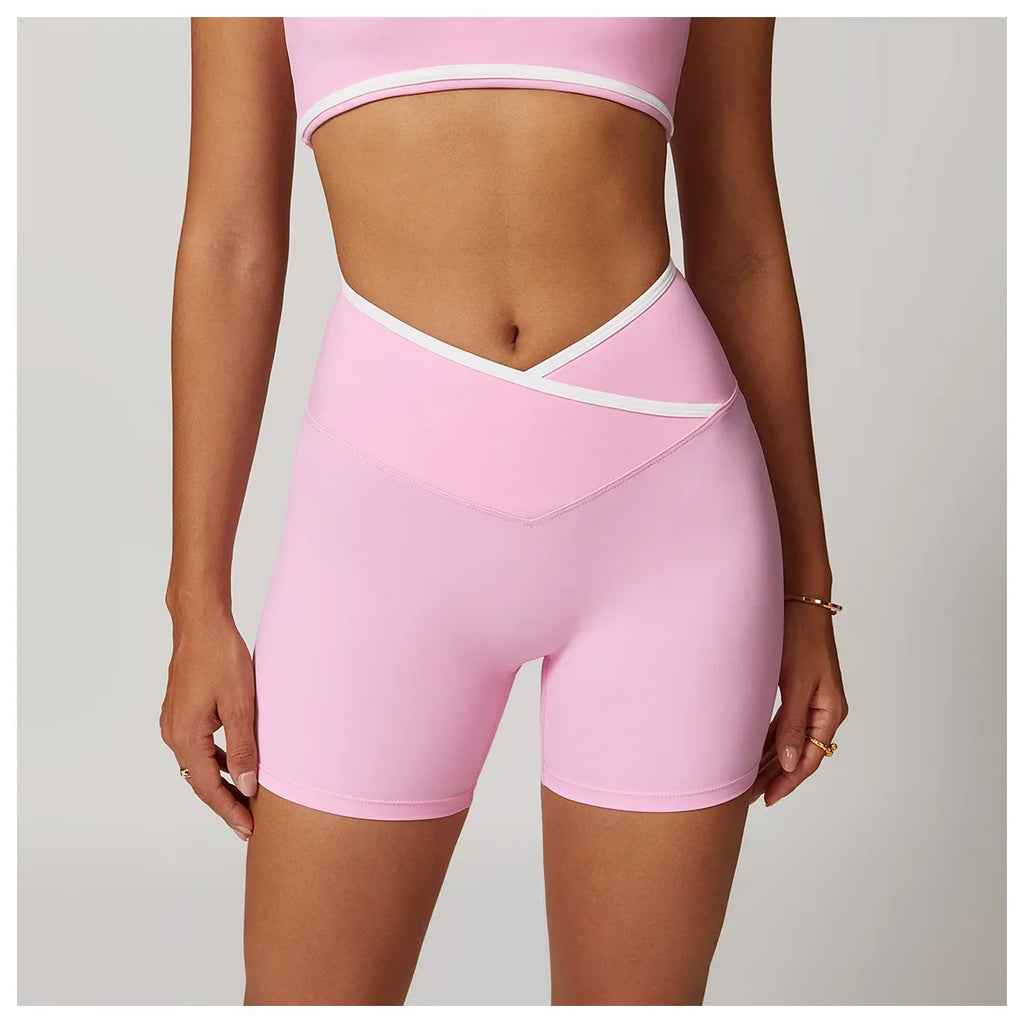 Yoga Shorts Women Fitness Shorts V-shaped Waist Running Cycling Shorts Breathable Sports Leggings High Waist Workout Gym Shorts