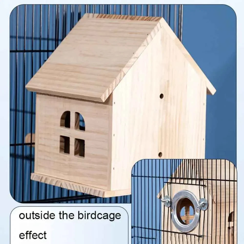 Practical Large Space Wood Bird House Rainproof Hanging Birds Breeding Box Sun Protection Bird Nest For Bird Cage