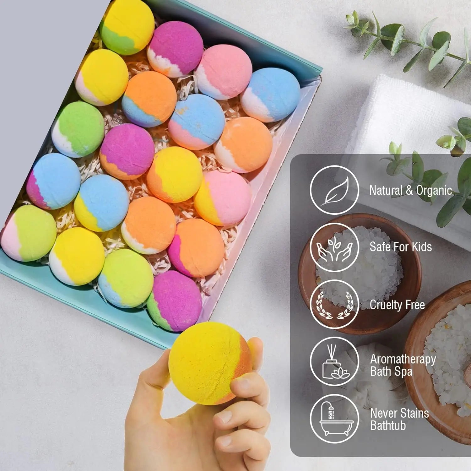 Bath Bombs for Kids with Surprise Inside, 20 Pack Gift Set with Toys, Handmade Child-Safe Fizzy Balls for Birthday, Summer Fun