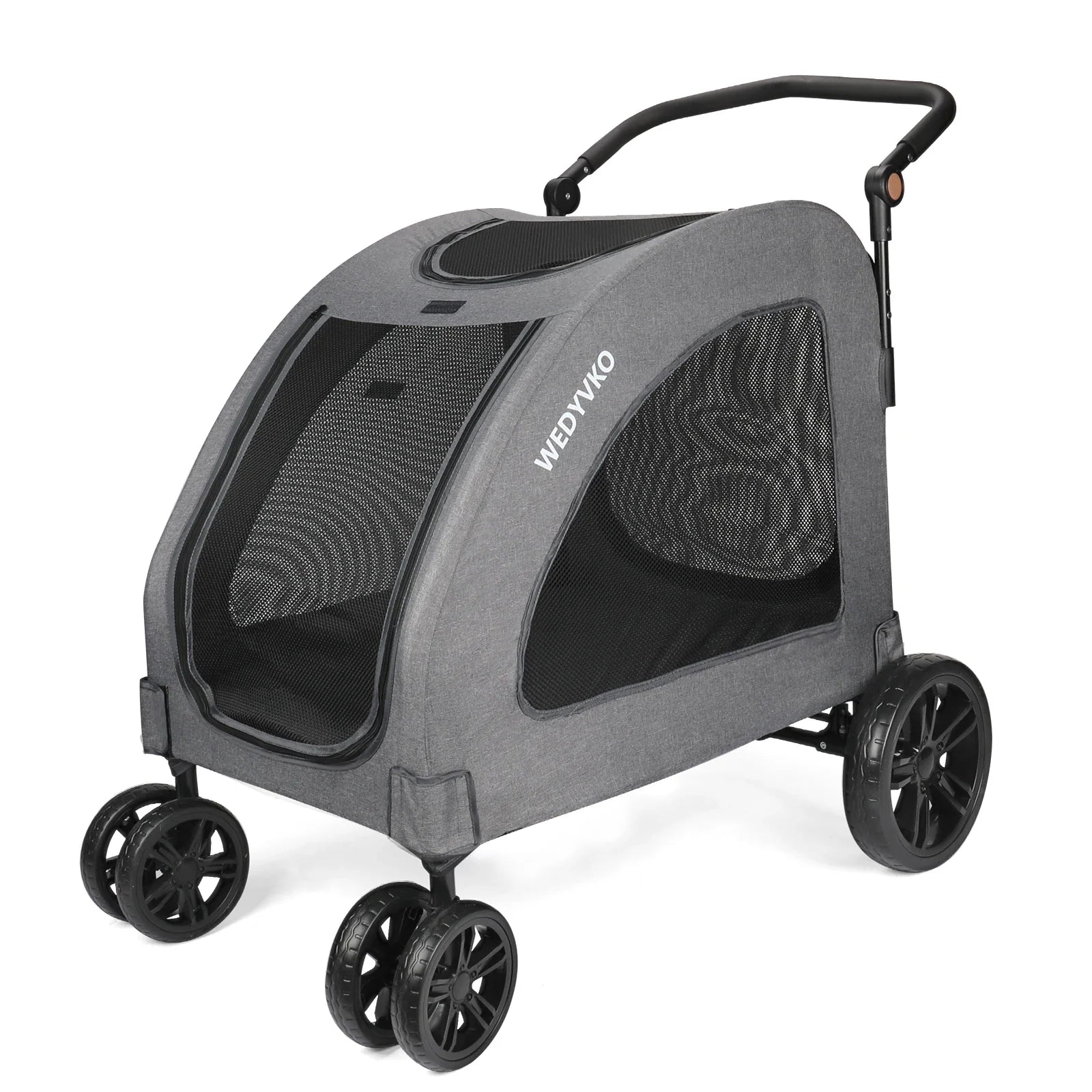 Heavy Duty Dog Stroller for Large Dogs up to 120 lbs, Foldable Pet Wagon with 360° Wheels, All-Round Ventilation, Front & Rear Z
