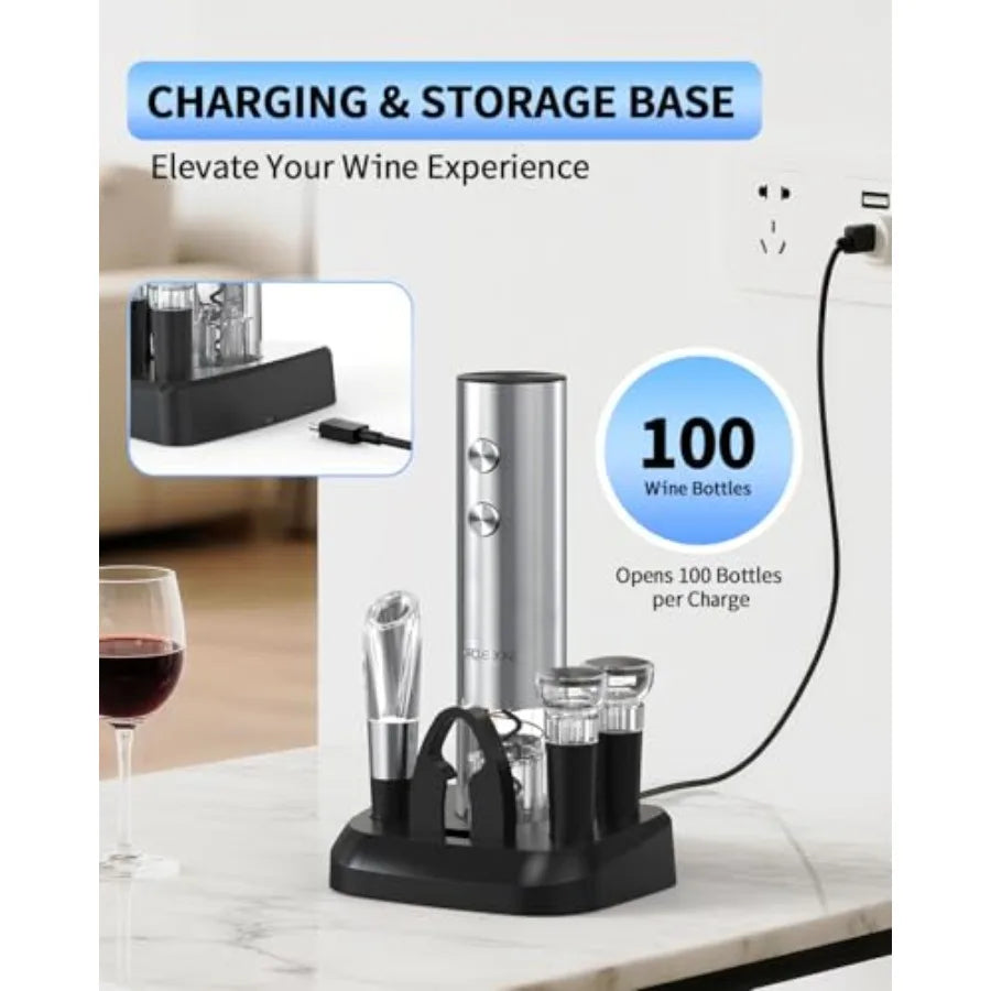 Electric Stainless Steel Wine Opener Rechargeable Automatic Bottle Opener 7 In 1