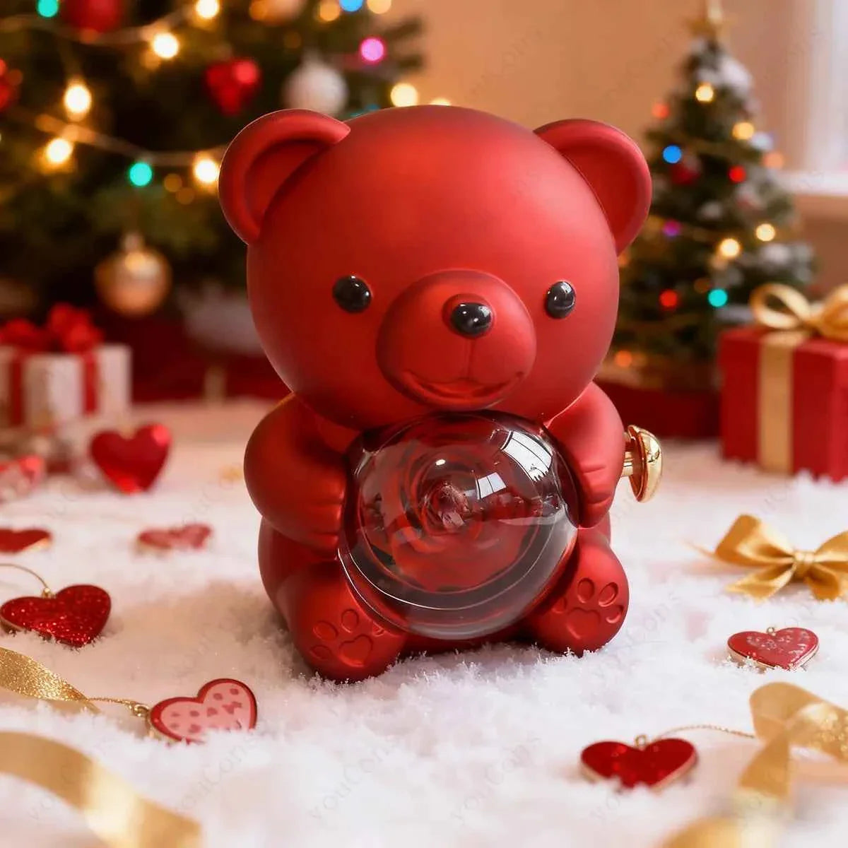 Red Heart Pendant Necklaces With Cute Bear Rose Gift Box For Women Mother Day 2026 Christmas Valentine Wedding Birthday Jewelry