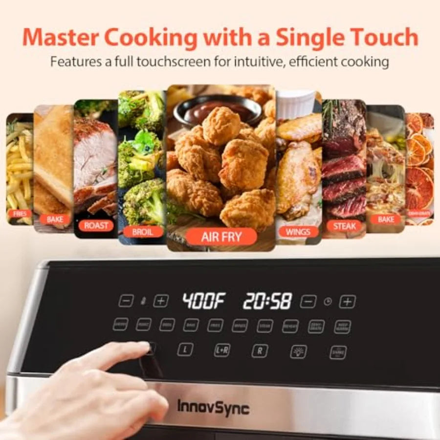 Dual Zone Kitchen Air Fryer 12QT 10-In-1 Functions Touchscreen