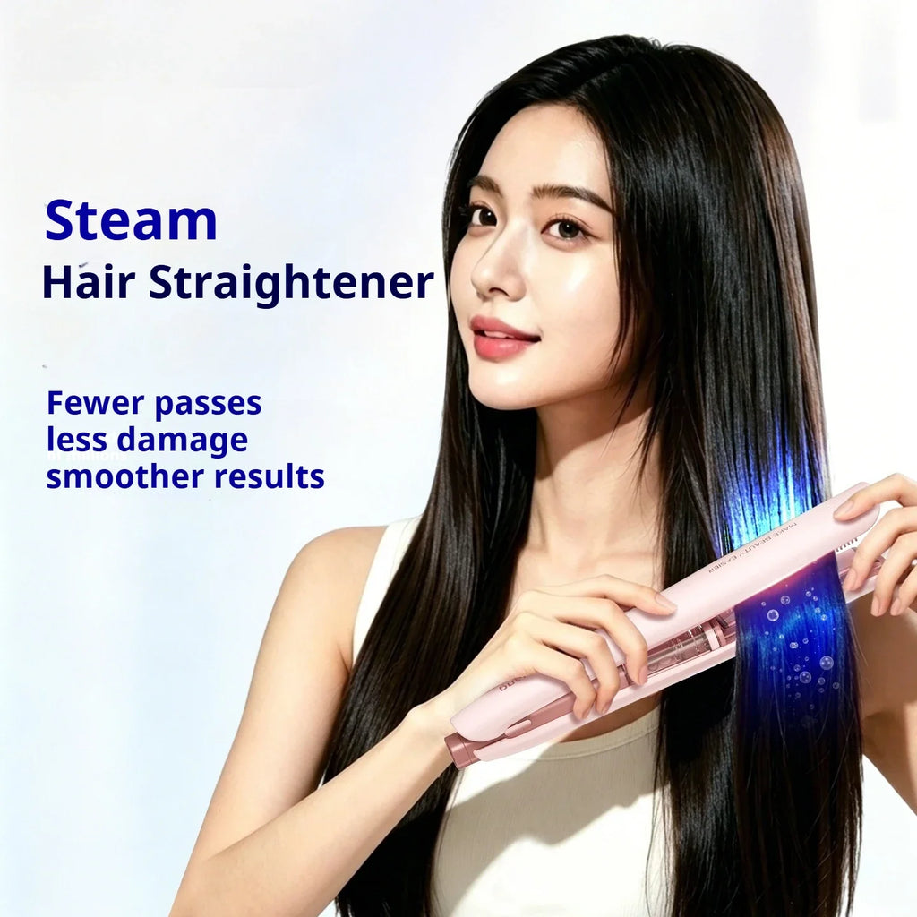 Steam Hair Straightener, Steam Sesh, Reduces Damage, Nourishes Hair & Expedites Straightening, Flat Iron with Press Smooth
