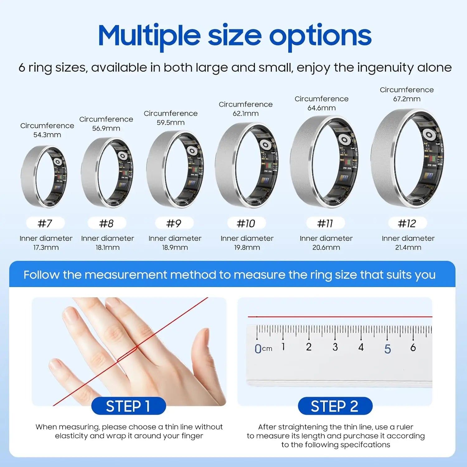 Smart Ring Health Tracker iOS Android IP68 Waterproof No Subscription