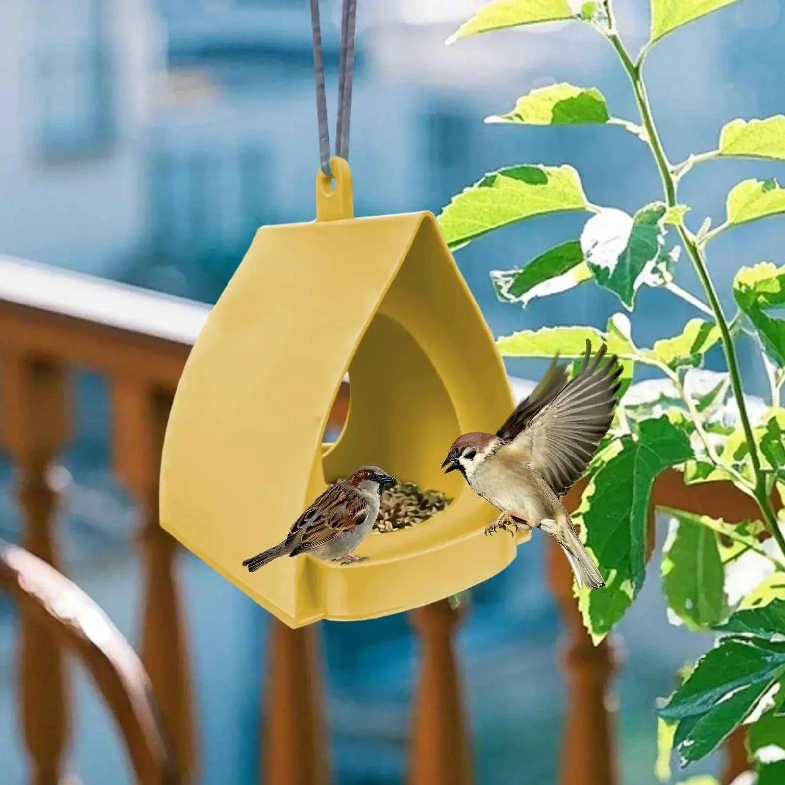House Bird Feeder Open Design Station Hut Shape Hangable Mounted Small Hummingbird Feeder for Outside Garden Winter Balcony