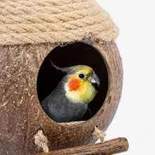 Coconut Birdhouse Hut With Ladder Hemp Rope Roof Natural Material Firm Stable Small Animal Cage Habitat Decoration Pet Supplies