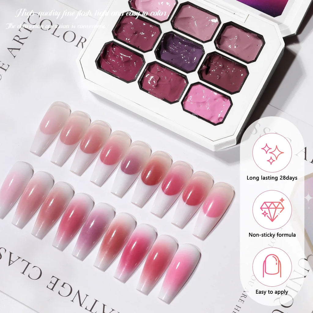 1pc 9 Colors Pink Patting Gel Smudge Canned High Saturation Popular Semi-Solid UV&LED Nail Polish Gel Nail Salon Special Y2K INS