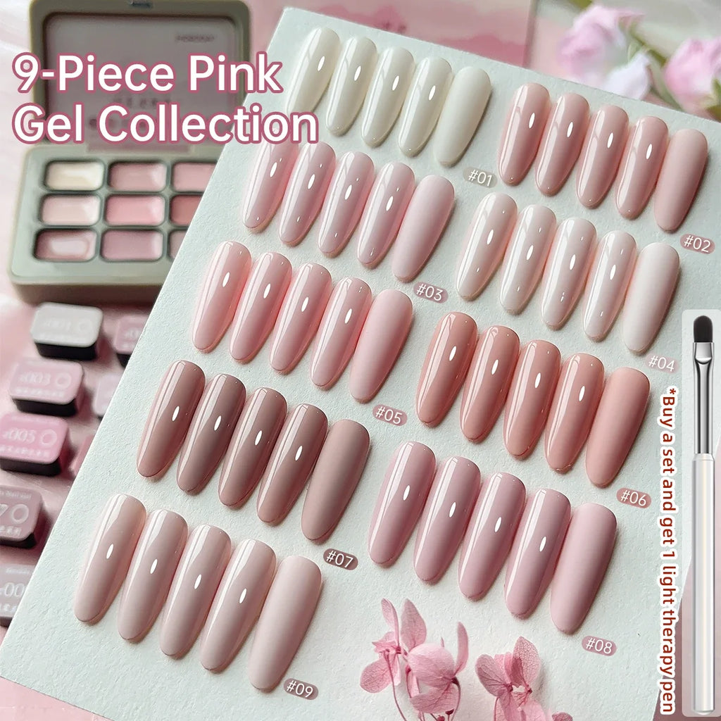 9 Colors Pink Patting Glue Smudge Canned High Saturation Popular Semi-Solid Nail Polish Glue Nail Salon