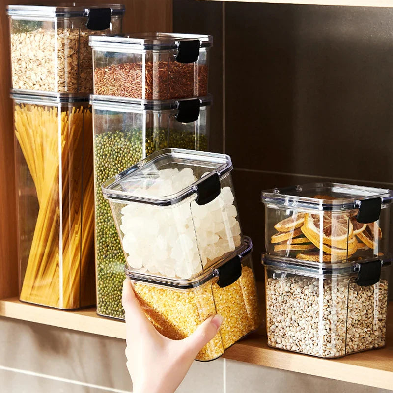 Sealed Jars Kitchen Grain Storage Organizer Large Tank Plastic Moisture-proof Storage Box Household Seasoning Jars Set 2030