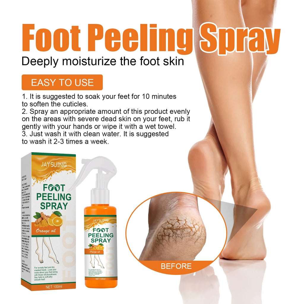 Jaysuing Foot exfoliating spray cleanses and removes dead skin to prevent dryness, nourish and moisturize foot skin care spray