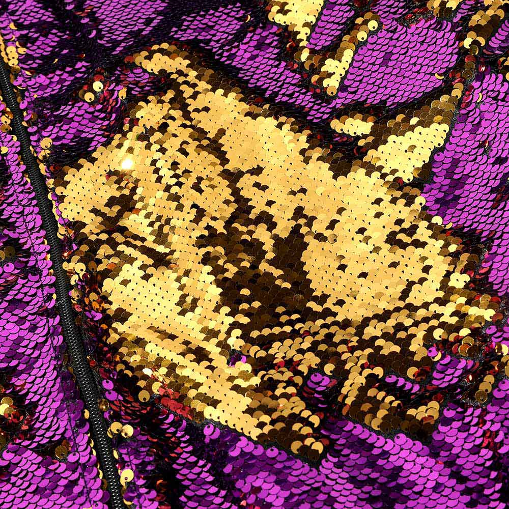 Mardi Gras Reversible Sequin Zipper Jacket