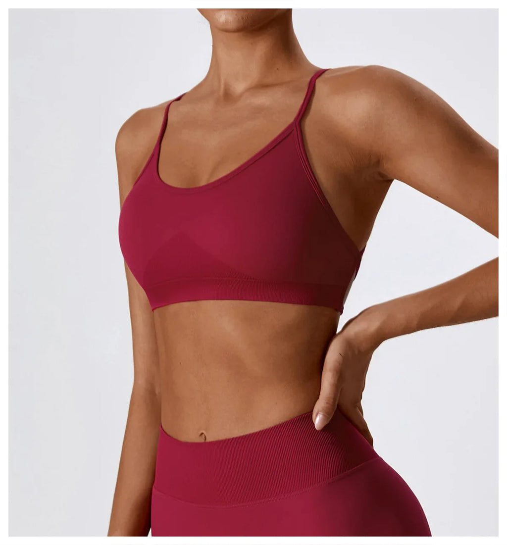 Women Cross Strap Sports Bra Women Push Up Sport Bra Yoga Gym Crop Top Brassiere Fitness Top Seamless Sport Bra Breathable Bras