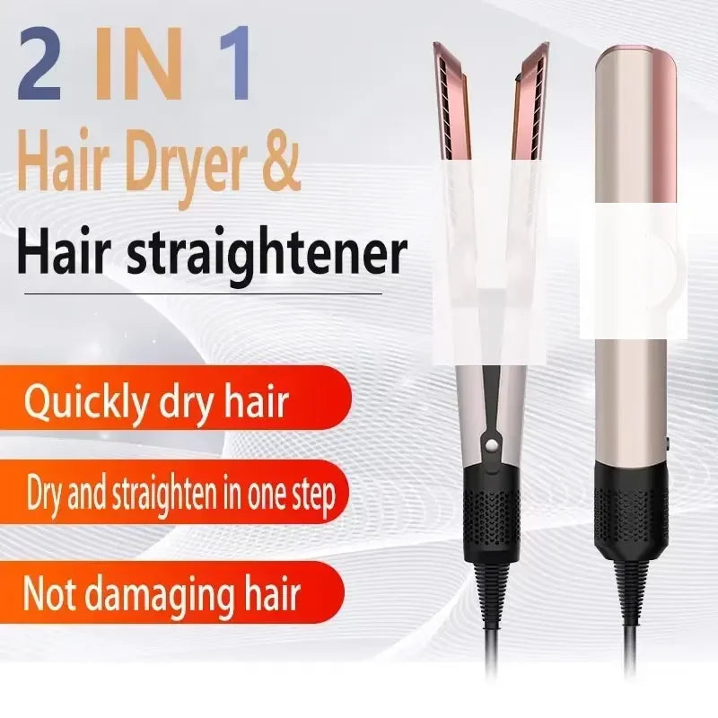 2-in-1 Negative Ion Hair Dryer Multi-Function Straightener Long-Lasting Styling Tool Straightener for Wet or Dry Hair