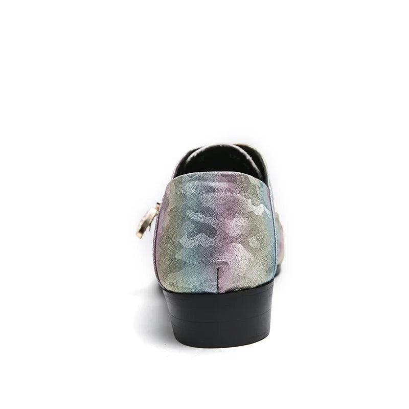 Fashion Gold Casual Shoes England Chelsea Bright Pointed Toe Leather Shoes Men Slip-on Business Party Wedding Oxford Shoes