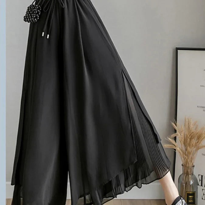 Summer Pantskirt Set for Female Korean Style Loose Short Sleeve Shirt+Casual Wide Leg Pants Fashion Two Piece Sets Women Outfits
