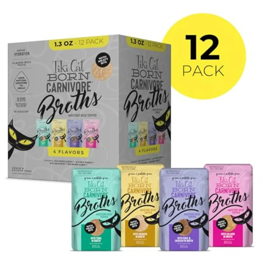 Tiki Cat Born Carnivore Broths Wet Cat Food Toppers Pack
