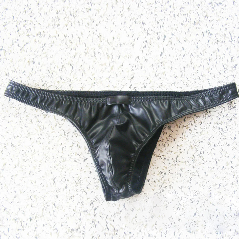 Undies Thong Underpants Stylish and Functional Men\\\'s Sexy PU Leather Underwear Briefs with Pouch Multiple Sizes
