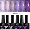 LILYCUTE 6Pcs 7ML Gel DIY Nails Polish Set Bright Pink Nail Charms Soak Off UV LED Gel Varnish Nail Art Design Accessories