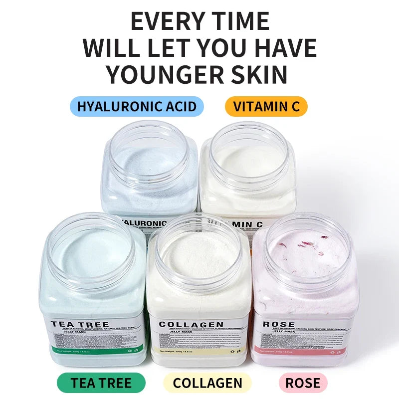Rose/Hyaluronic Acid/Collagen Jelly Face Mask Powder-Moisturizing, Improving and Hydrating Facial Skin Care-Natural Gel Peel Off