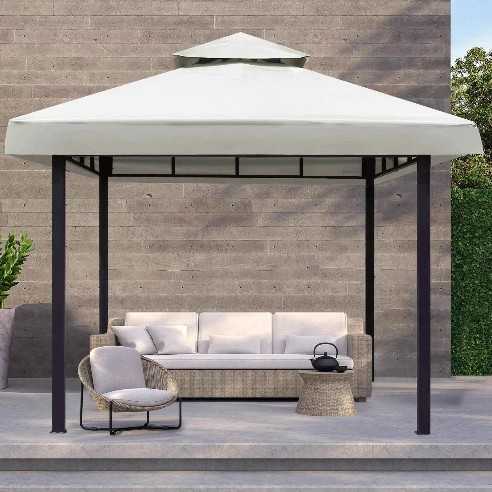 Grill Gazebo Replacement Canopy Roof, Outdoor BBQ Gazebo Top, Double Tiered Shelter Cover Roof ,for Yard Patio Garden Sunshade