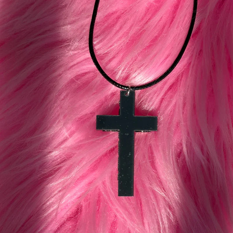 Rivet Cross Pendant Necklace | Punk Gothic Fashion Jewelry for Women
