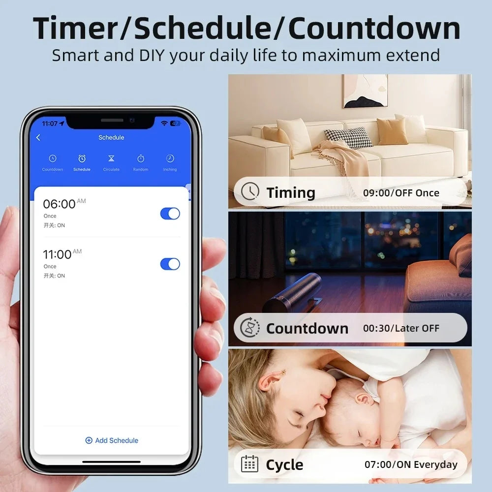 16A MINI Wifi Switch DIY Smart Home 2-way Control Relay Smart LIfe APP Control Remotely Timer Works With Alexa Google Home Alice