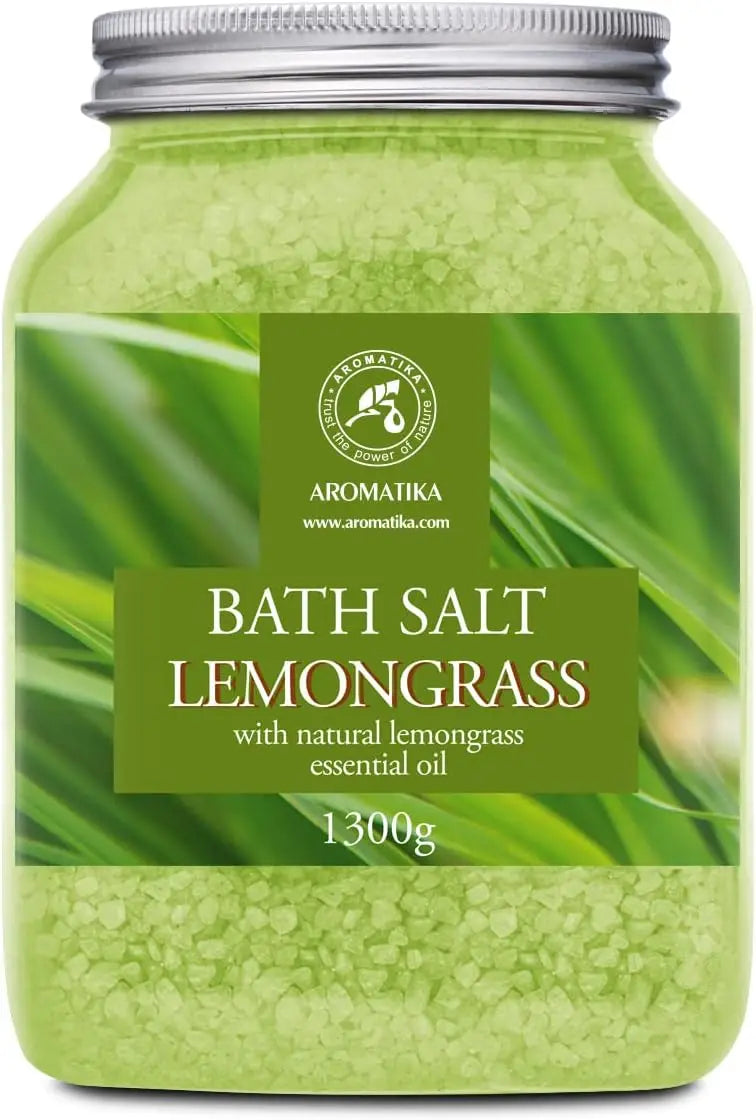 Bath Salts with Natural Lemongrass Essential Oil 46 Oz (1300g) - Sea Salt Bath for Relaxation, Sleep, and Aromatherapy