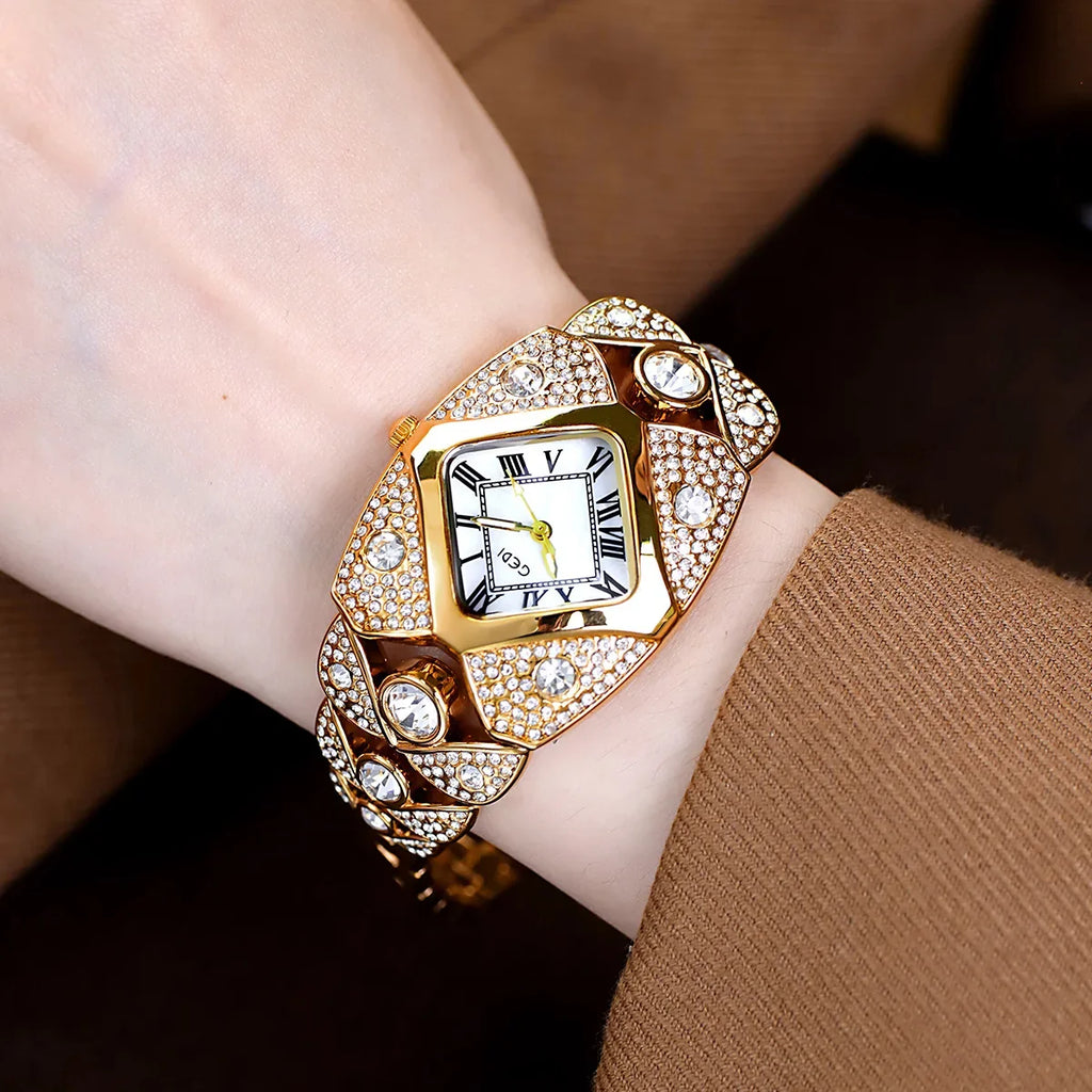 2026 New Women Watch Light Luxury Brand Diamond Inlaid Bracelet Watches Waterproof Ladies Fashion Quartz Clock Wristwatch Gift