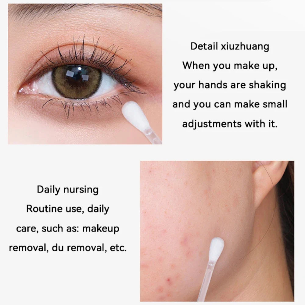 ikAllANT Makeup Remover Cotton Swabs - 25 pieces-Pre-soaked with Cleansing Liquid, Foldable for Instant Use, Beauty Cleaning,