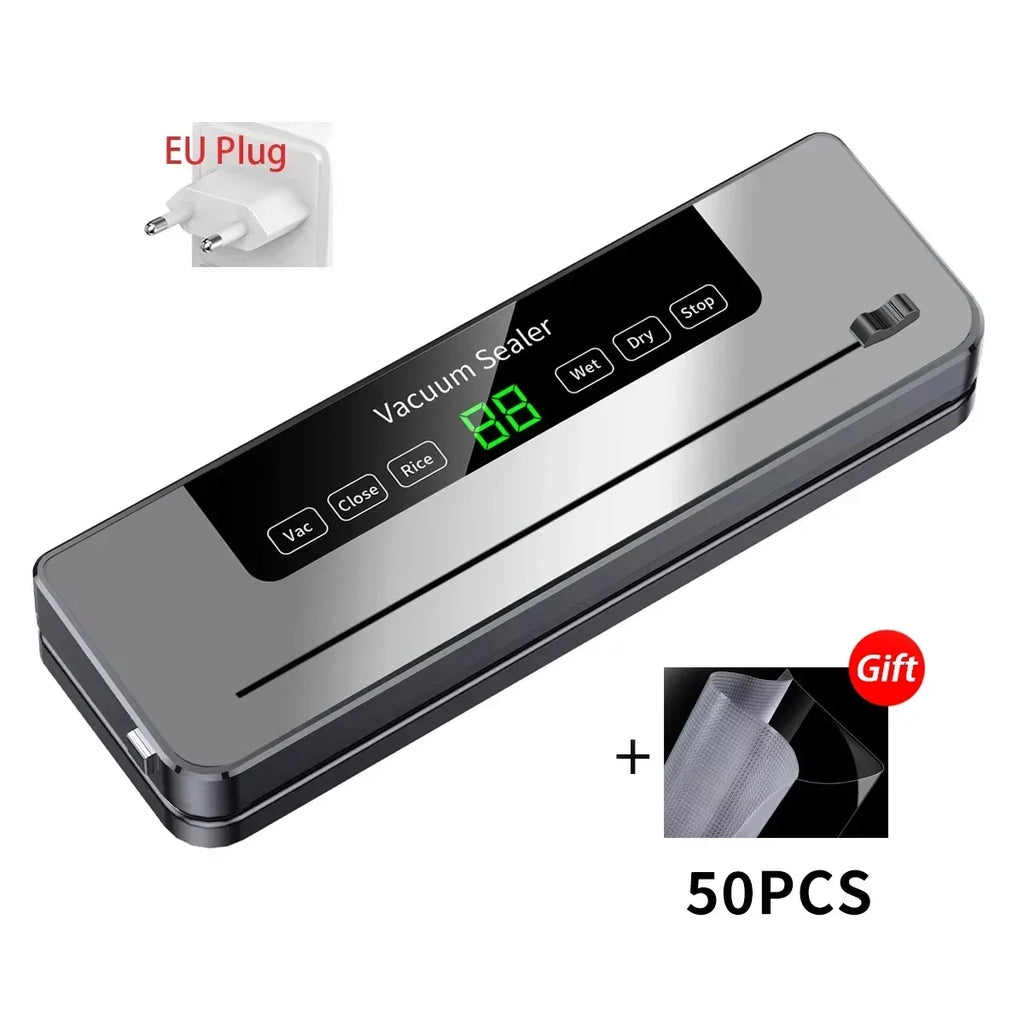 Electric Vacuum Sealer Built-in Cutter Kitchen Food Storage Seal Touch Button Dry/Wet Food Sealing Vacuum Packaging Machine