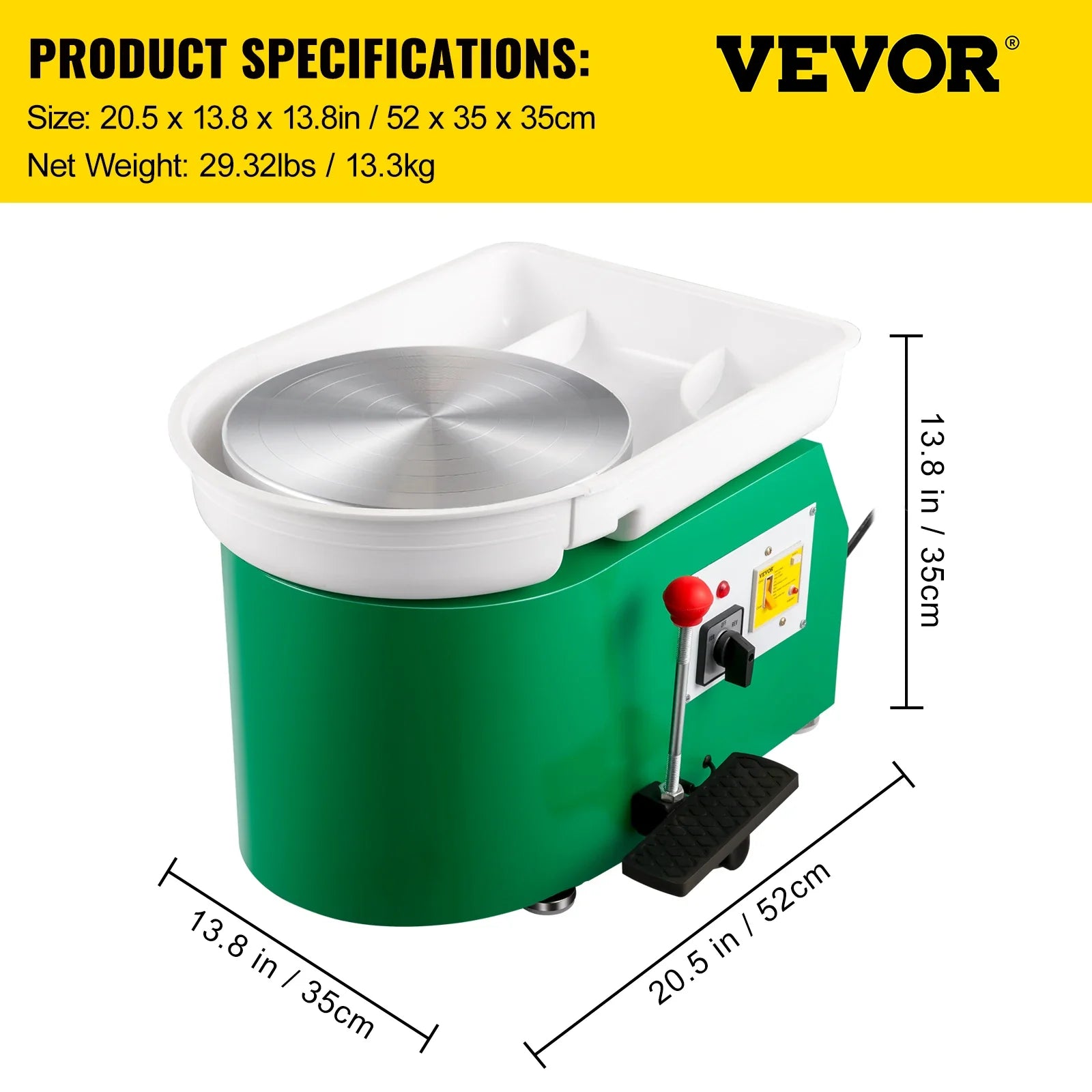 SucceBuy Pottery Wheel Machine 350W Foot Control Electric Ceramic Tool