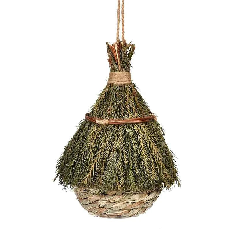 Unique Birdhouse Comfortable Birdhouse Hand-woven Natural Grass Hummingbird House For Garden Outdoor Decoration Window Hideaway