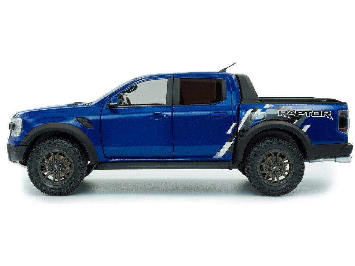 2024 Ford Ranger Raptor Pickup Truck Blue Lightning Metallic 1/18 Diecast Model Car by Solido