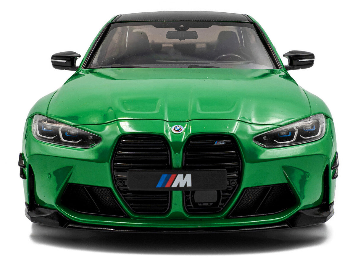 2024 BMW M3 Competition Signal Green with Carbon Top 1/18 Diecast Model Car by Solido