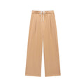 Willshela Women Fashion Solid Lace Up Side Zipper Straight Pants Vintage High Elastic Waist Female Chic Lady Trousers