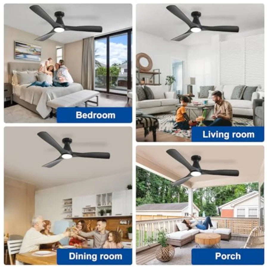 Ceiling Fan With Lights Three Blade Flush Mount Low Profile Dimmable