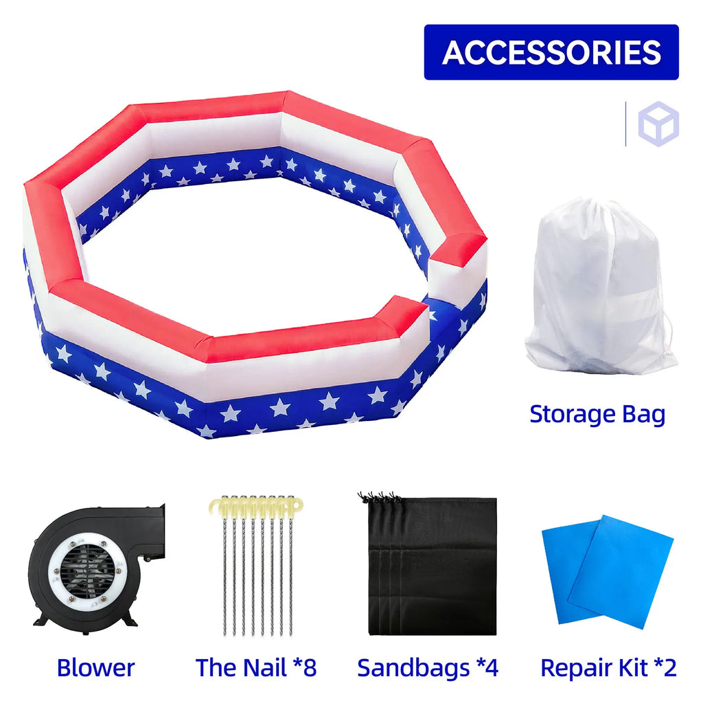 (20ft is out of stock )Gaga Ball Pit Inflatable with Air Blower Portable Gagaball Court Balls Pit 15FT for Sport Game