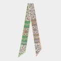 Vintage Floral Medallion Allover Print Silk Feel Twilly Skinny Scarf