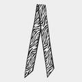 Abstract Zebra Pattern Print Silk Feel Twilly Skinny Scarf