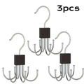 Premium Natural Wood Accessory Rack: Rotating Closet Hanger with Stainless Steel Hooks for Belts, Scarves & Jewelry. Tangle-Free