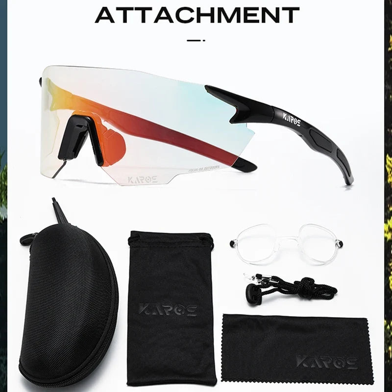 KAROS Photochromic Cycling Glasses MTB Road Bike Eyewear Men Women Outdoor Sports Sunglasses Adjustable Lens for Bicycle K01