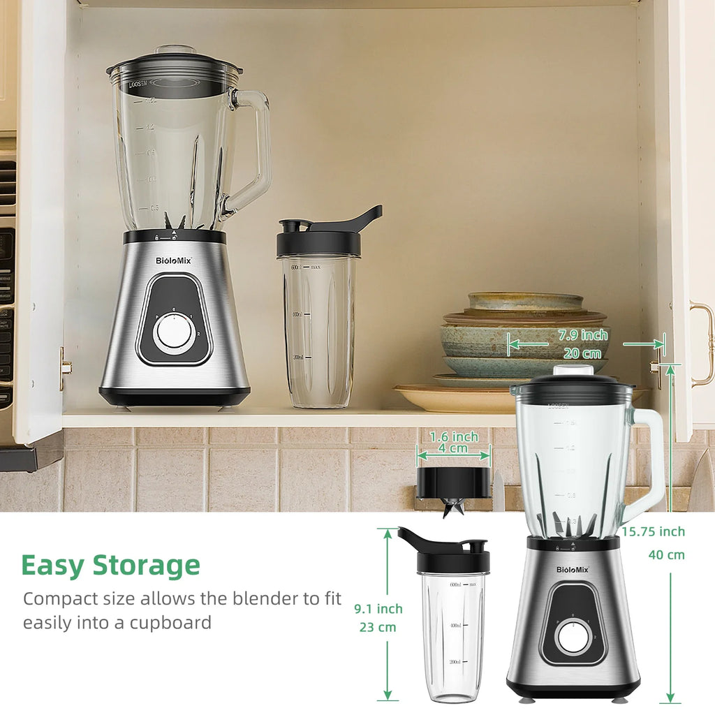 Biolomix 1300W Smoothie Blender For Frozen Fruit Drinks And Sauces
