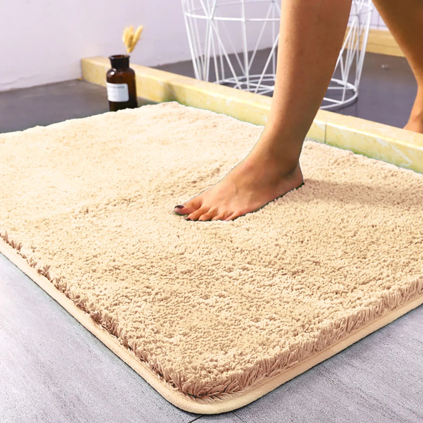 Super Absorbent Non-slip Bathroom Mat Plush Microfiber Quick Dry Washable Soft Bath Rug for Tub Balcony
