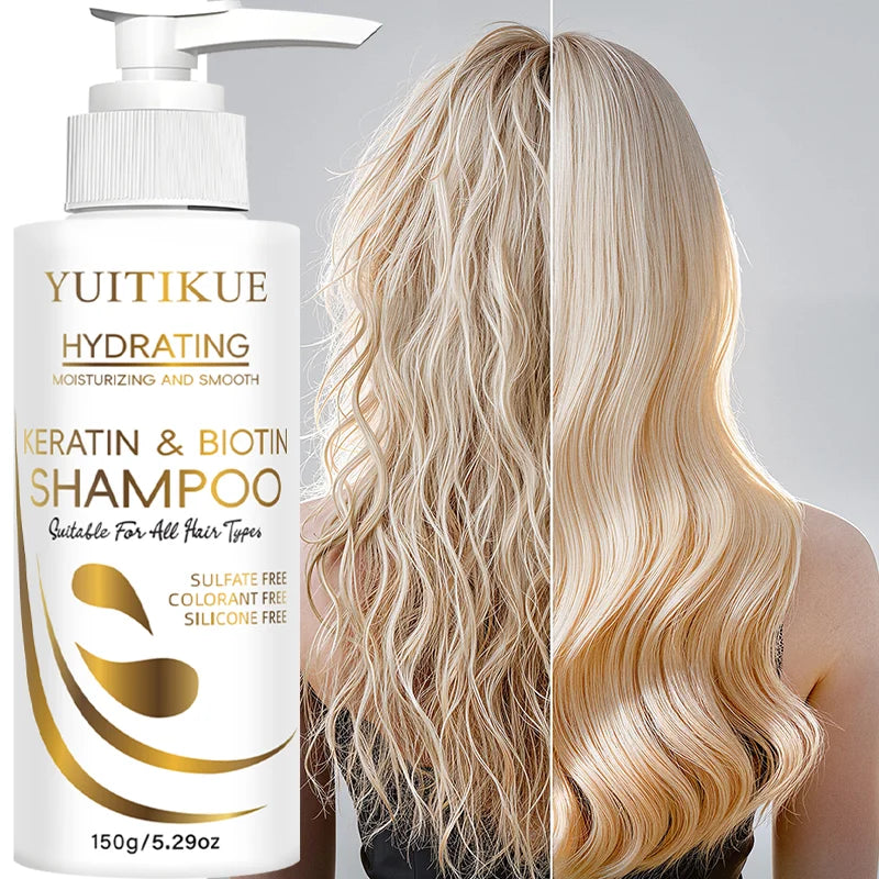 YUITIKUE Keratin & Biotin Hydrating Shampoo | Natural Gentle Formula, Daily Hair Care 150g
