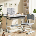 Functional Desk and Chair Set, Height Adjustable Study Desk with Tilt Desktop, Bookstand, Storage Drawer