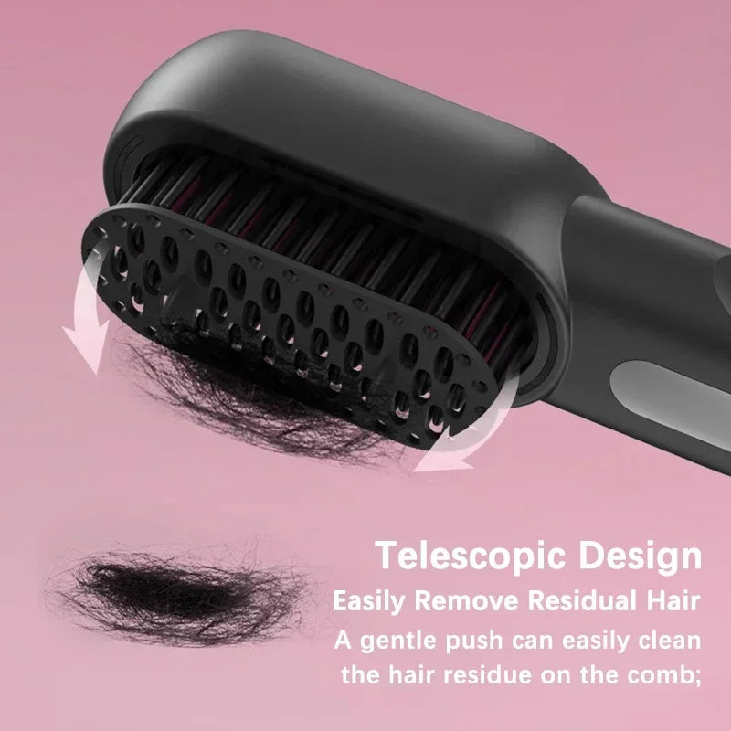 Electric LCD Usb Ceramic Heating Straight Hair Comb Wireless Portable Negative Ion Styling Tool Rechargeable Straightening Brush