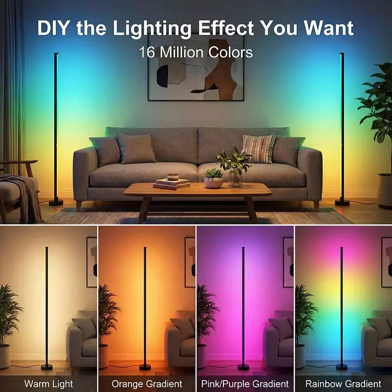 Modern Minimalist RGB Corner Floor Lamp Smart APP Dimmable Ambient Light for Trendy Bedroom And Living Room Decor