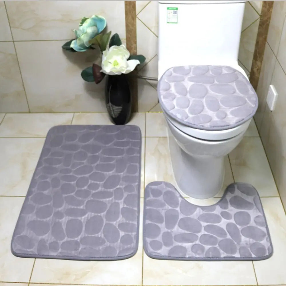 Cobblestone Embossed Bath Mat Non-slip Carpets Water Absorption Washable Bathtub Floor Rug Shower Doormat Bathroom Decor